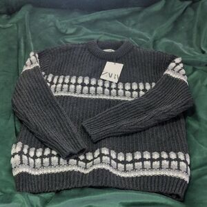 Zara Kids/12 Charcoal & Light  Gray Crewneck Sweater